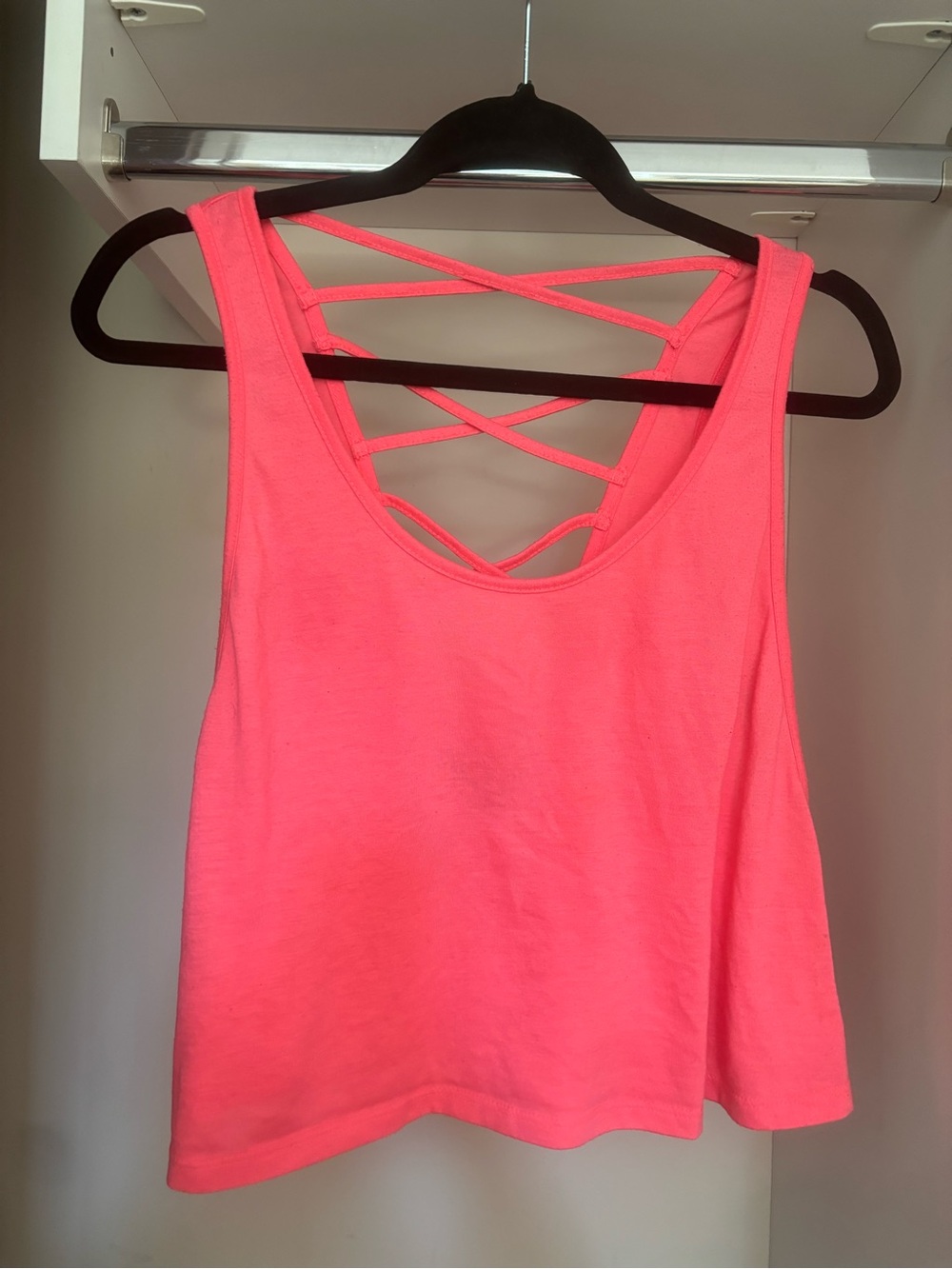 Neon Pink Tank Top Criss Cross Pattern